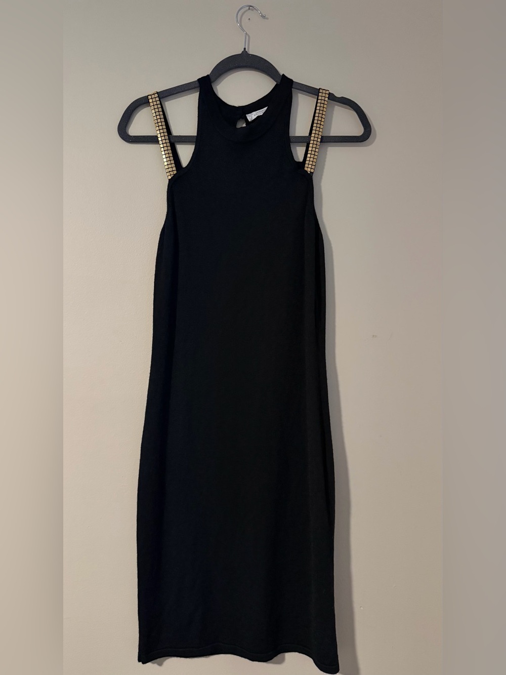 Versace Collection Black Dress Size 48 Gold Studded Straps G34469 Authentic